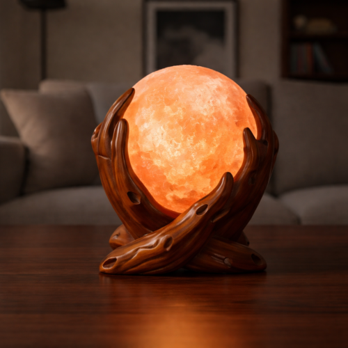 Handmade Pure Wood and Salt Lamp Unique Design