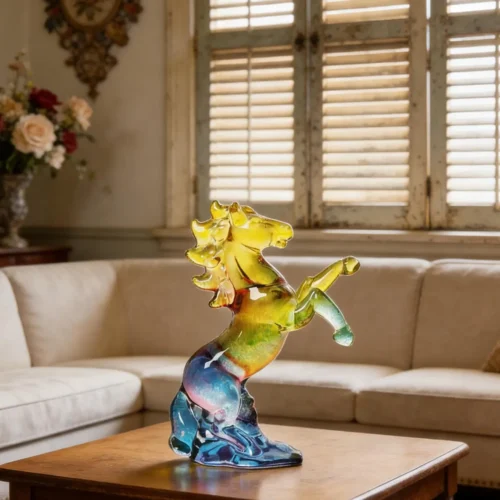 Colored glass horse decorations, horse glass ornaments, mini majestic horse glassware