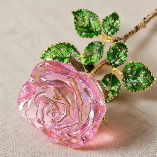 Handmade glass Pink rose bouquets, everlasting rose decorations