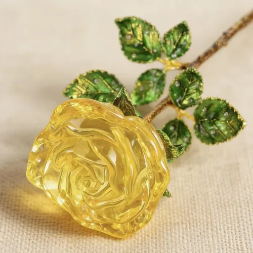 Handmade glass Yellow rose bouquets, everlasting rose decorations