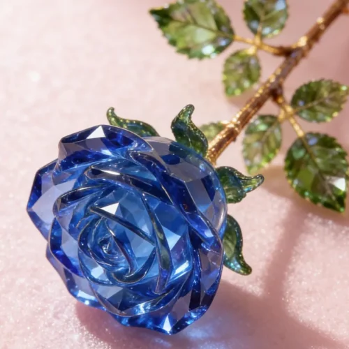Handmade glass Blue rose bouquets, everlasting rose decorations