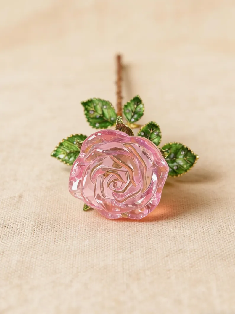 Handmade glass Pink rose bouquets, everlasting rose decorations - Image 2