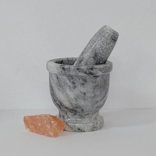 Mortar Pestle Marble , Hand Made | Kitchenware | great tool for grinding herbs | Gray Stone
