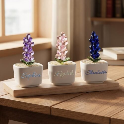 3 Colored Handmade Glass Succulents, Glass Potted Plants, Stained glass Plants