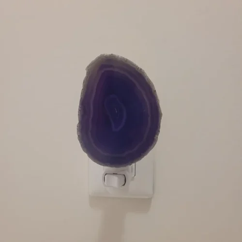 Brazilian Agate Nightlight with wall plug and bulb, Pure Blue color available, Bedroom Night Light