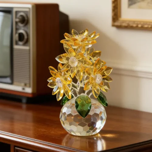 Handmade Yellow lotus ornaments, glass bunches of small lotuses